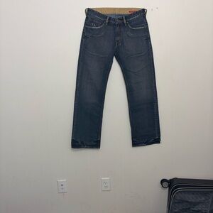 Etienne Ozeki Medium Dark Wash Distressed Straight Leg Jeans Size 32
